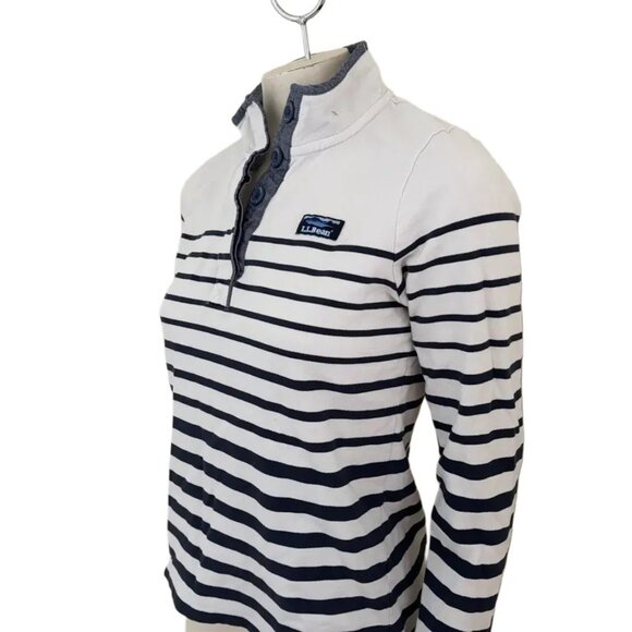 L.L. BEAN Soft Cotton Rugby Pullover in Navy White Sailor Stripe SZ S - Picture 4 of 12